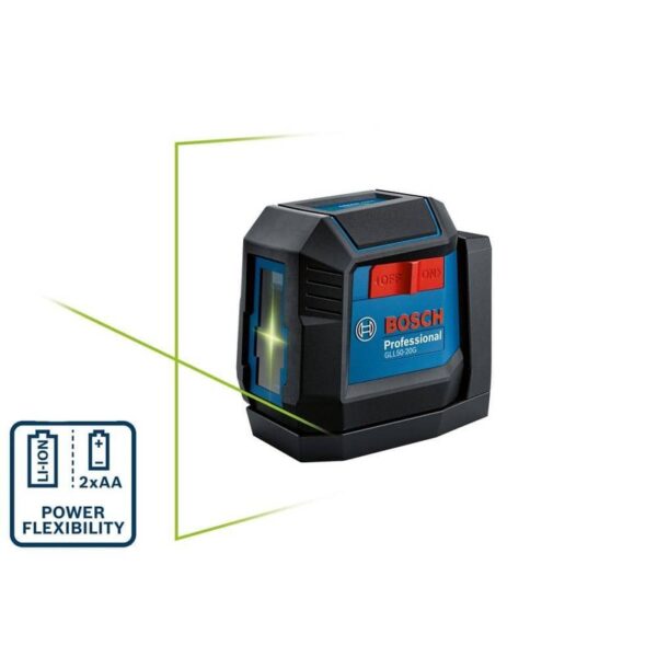Bosch 65 ft Dual Power Green Beam Self-Leveling Cross-Line Laser Level