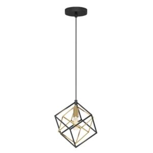 Artika Imperium 25-Watt 1 Light Black & Gold Modern Mini Pendant Light Fixture