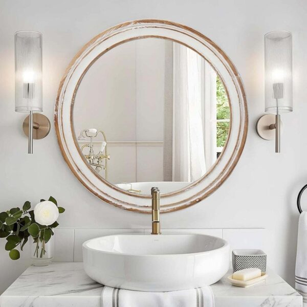 Unbranded 24x24 in. Round Wall Mirror, Farmhouse Circle Decorative Mirror