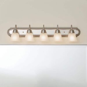 KICHLER Independence 36" 5-Light Brushed Nickel Vanity Light Frosted Glass