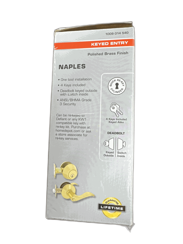 Defiant Naples Polished Brass Combo Pack with Single Cylinder Deadbolt - Image 17