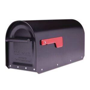 Architectural Mailboxes Sequoia Black, Large, Steel, Heavy Duty Post Mailbox