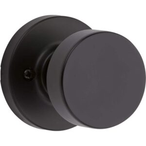 Kwikset Pismo Round Matte Black Dummy Door Knob Featuring Microban Antimicrobial