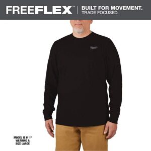 Milwaukee Men's X-Large Black Cotton/Polyester Long-Sleeve Hybrid Work T-Shirt