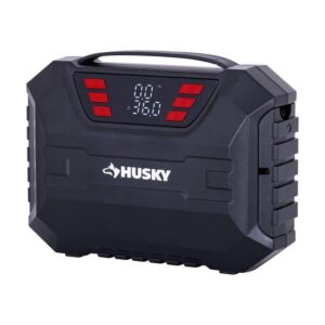 Husky 12V DC Compact Quick Flow Air Compressor Pump, Digital Gauge, LED Light