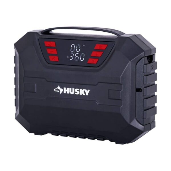 Husky 12V DC Compact Quick Flow Air Compressor Pump, Digital Gauge, LED Light