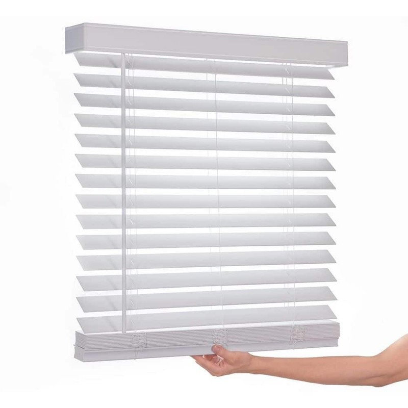 Home Decorators White Cordless Faux Wood Blinds 42.5 in. W x 48 in. L - Image 6