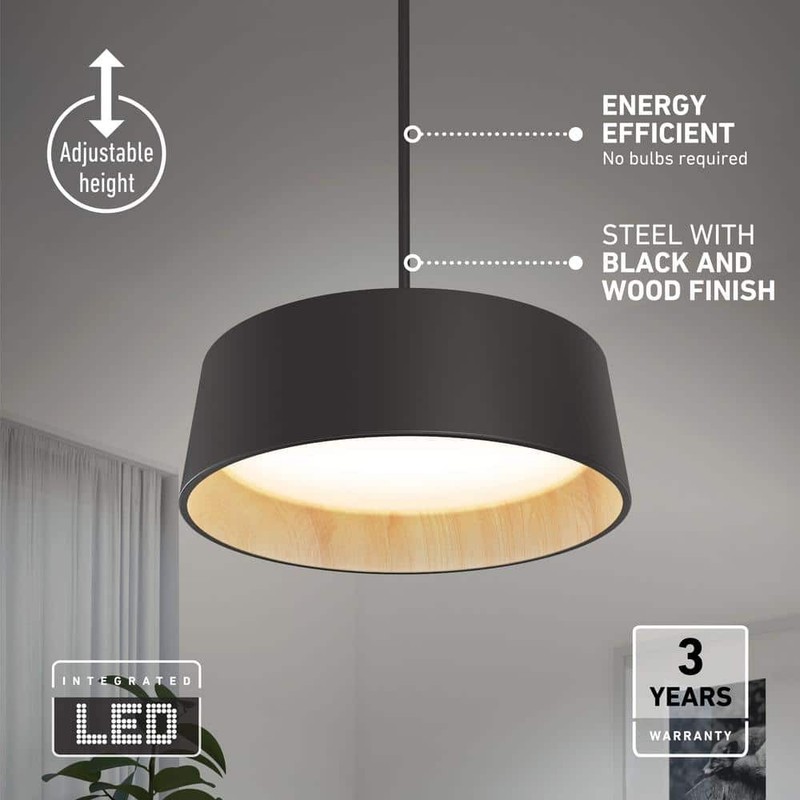 Artika Alton 43W LED Black 5 CCT Modern Hanging Pendant Chandelier Fixture - Image 3