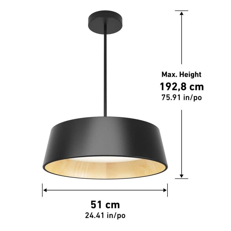 Artika Alton 43W LED Black 5 CCT Modern Hanging Pendant Chandelier Fixture - Image 6