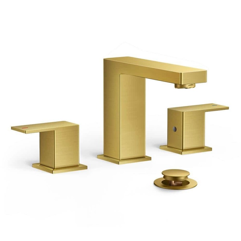 androme 8 in. Widespread Double-Handle Bathroom Faucet Gold with Pop-Up Drain