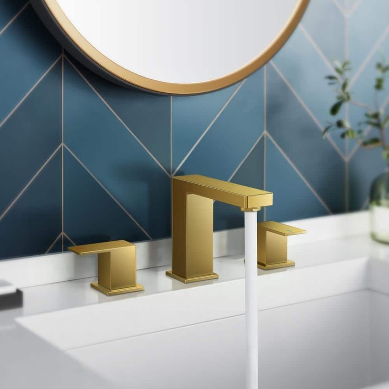androme 8 in. Widespread Double-Handle Bathroom Faucet Gold with Pop-Up Drain - Image 2