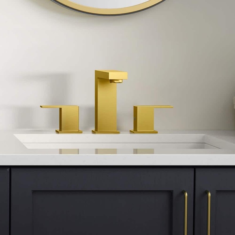 androme 8 in. Widespread Double-Handle Bathroom Faucet Gold with Pop-Up Drain - Image 7