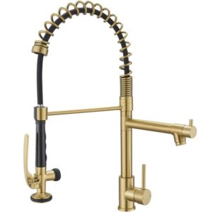BWE Pull Down Kitchen Sink Faucet Sprayer Brass Taps Brushed Gold