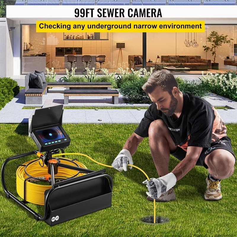 VEVOR Sewer Pipe Camera 4.3" LCD Monitor 98.4 ft Cable IP68 Battery DVR - Image 4