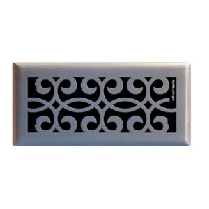 Hampton Bay Classic Scroll 4 in. x 10 in. Steel Floor Register in Brushed Nickel