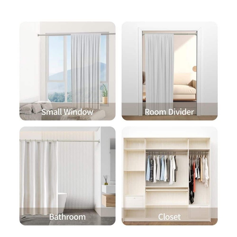 Numhew 28 in. Stainless Steel Adjustable Shower Curtain Rod Brushed Nickel - Image 6