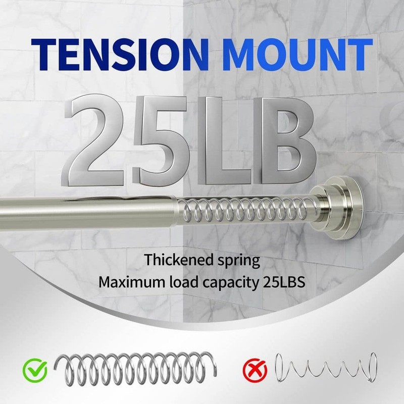 Numhew 28 in. Stainless Steel Adjustable Shower Curtain Rod Brushed Nickel - Image 7