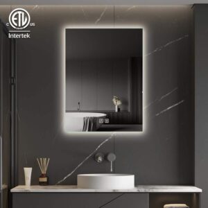 HOMLUX 24x30 Frameless LED Bathroom Vanity Mirror 3-Color Anti-Fog