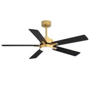 Breezary Charlie 52 in. Integrated LED Indoor Gold Ceiling Fans w/Light+Remote