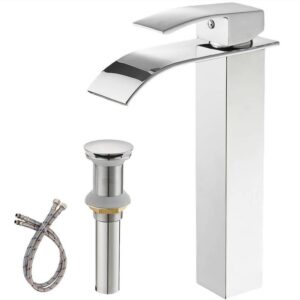 FLG Brass Waterfall Bathroom Vessel Sink Faucet Polished Chrome