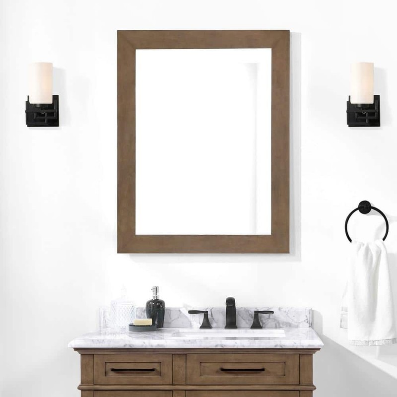Home Decorators Sonoma 28" W x 36" H Framed Bathroom Mirror Almond Latte