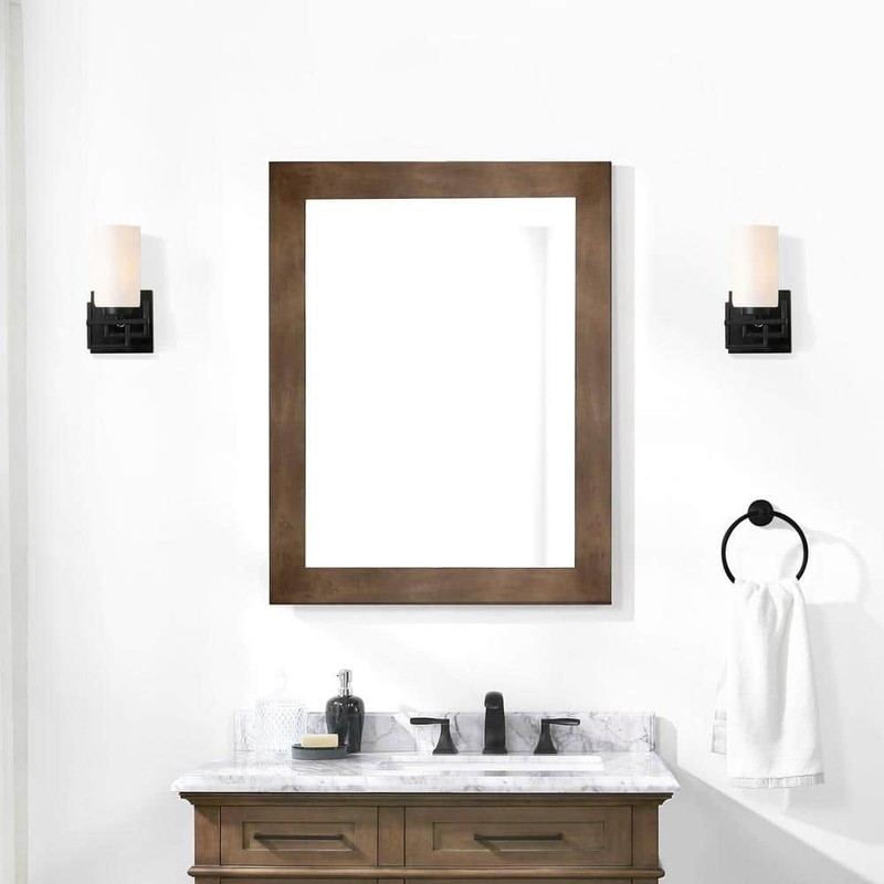 Home Decorators Sonoma 28" W x 36" H Framed Bathroom Mirror Almond Latte - Image 2