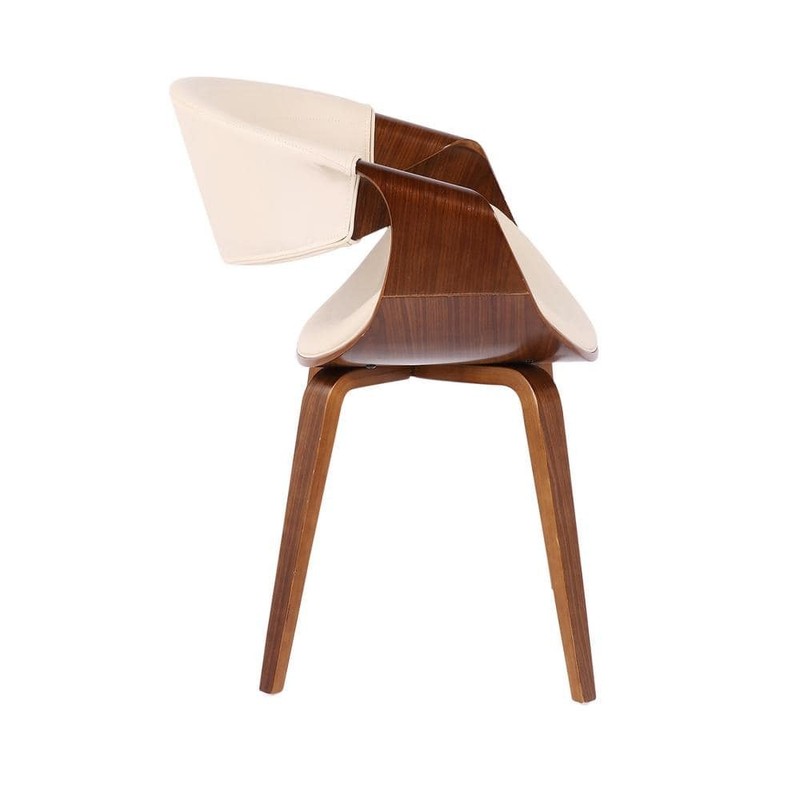 Lumisource Symphony Cream Faux Leather Walnut Dining Accent Chair - Image 2