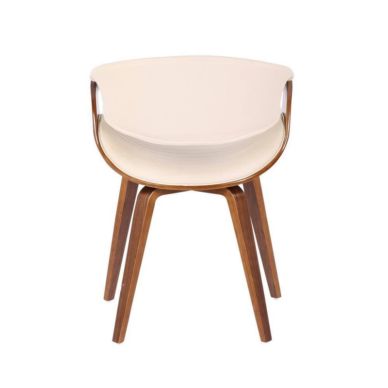 Lumisource Symphony Cream Faux Leather Walnut Dining Accent Chair - Image 4