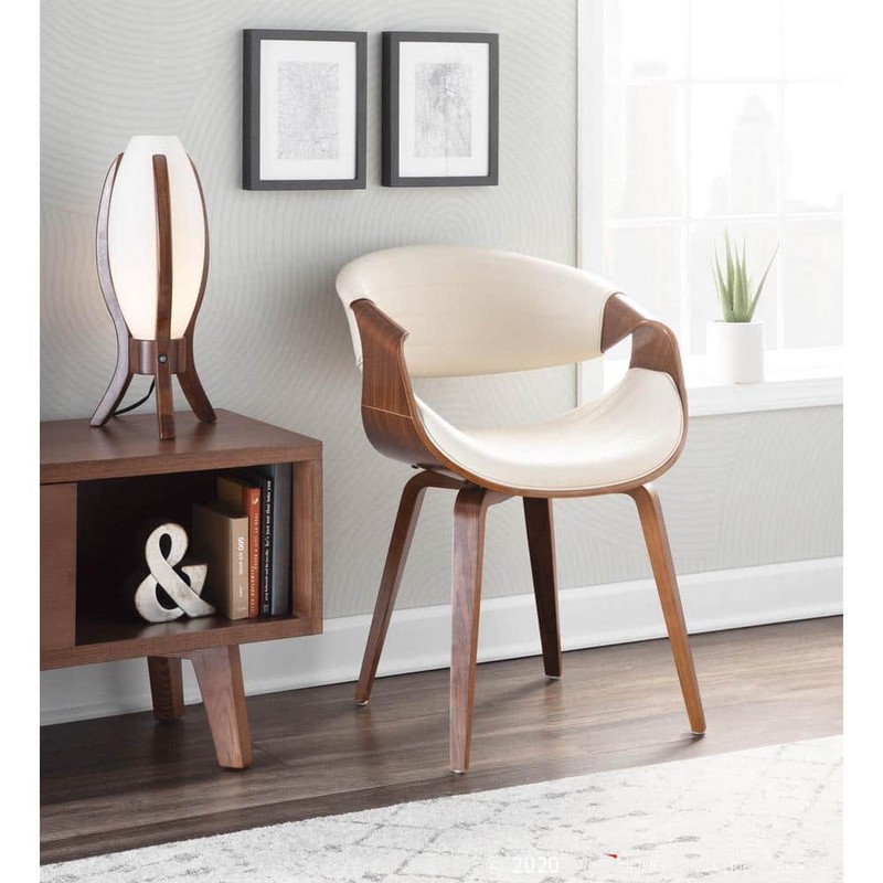 Lumisource Symphony Cream Faux Leather Walnut Dining Accent Chair - Image 5