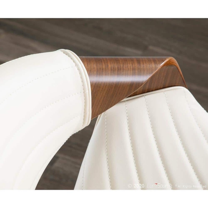 Lumisource Symphony Cream Faux Leather Walnut Dining Accent Chair - Image 6