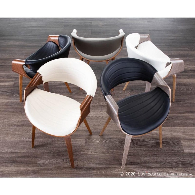 Lumisource Symphony Cream Faux Leather Walnut Dining Accent Chair - Image 7