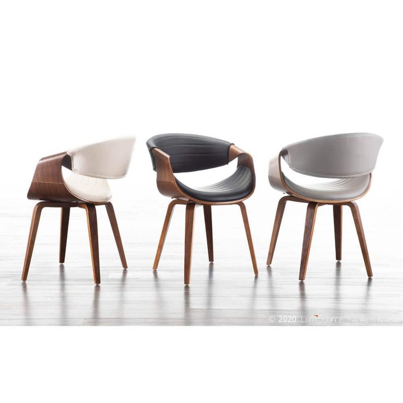 Lumisource Symphony Cream Faux Leather Walnut Dining Accent Chair - Image 8