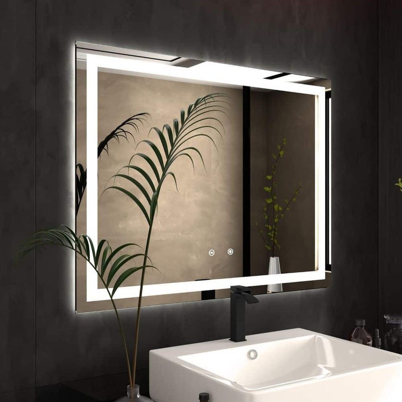 BWE 36" W x 28" H Frameless LED Anti-Fog Bathroom Vanity Mirror Super Bright