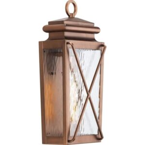 Progress Lighting Wakeford 1-Light Antique Copper Clear Water Small Wall Lantern