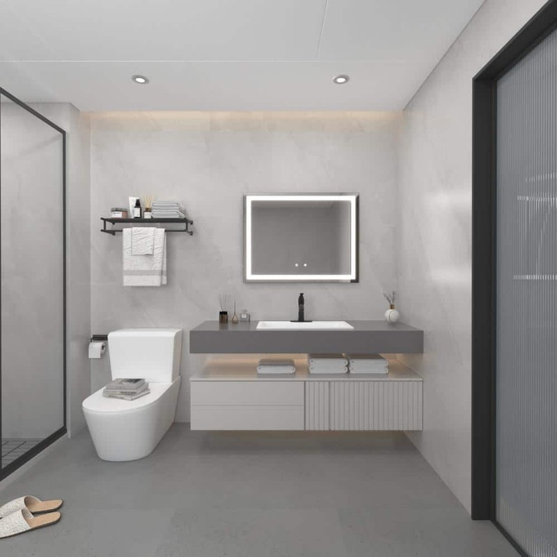 BWE 36" W x 28" H Frameless LED Anti-Fog Bathroom Vanity Mirror Super Bright - Image 8