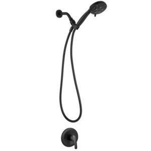 HOMEMYSTIQUE 6-Spray Round Shower Faucet 2.5 Gpm Detachable Handheld Matte Black