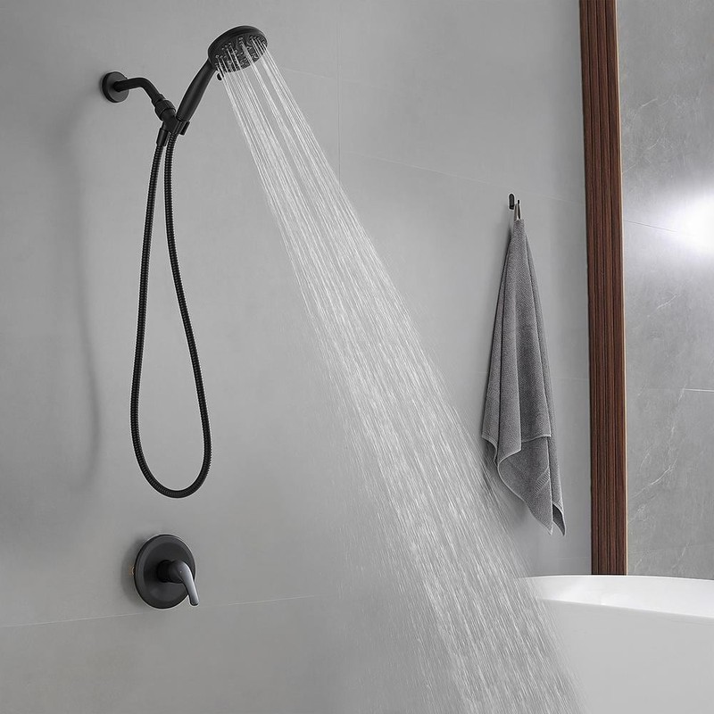 HOMEMYSTIQUE 6-Spray Round Shower Faucet 2.5 Gpm Detachable Handheld Matte Black - Image 9