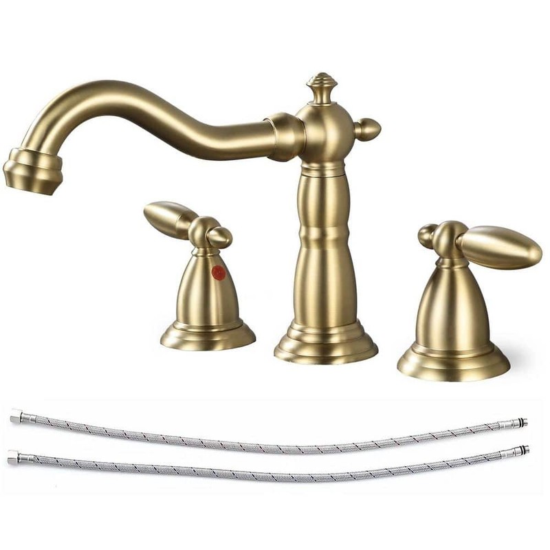 AKLFGN 8 in. Widespread Bathroom Faucet 3-Hole Sink Faucet Brushed Gold