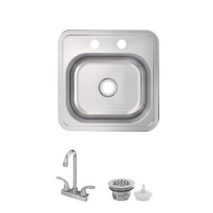 Glacier Bay 15" Drop-In Single Bowl 20-Gauge Stainless Steel Sink & Faucet