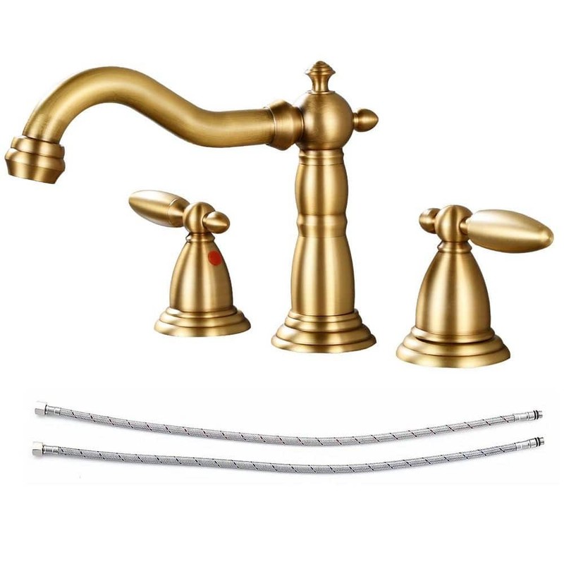 AKLFGN 8 in. Widespread Bathroom Faucet 3-Hole Sink in Antique Brass
