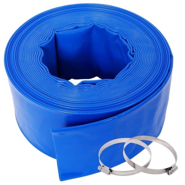 cadeninc Backwash Hose 3" x 50' Heavy Duty Blue PVC Water Discharge Pump Hose