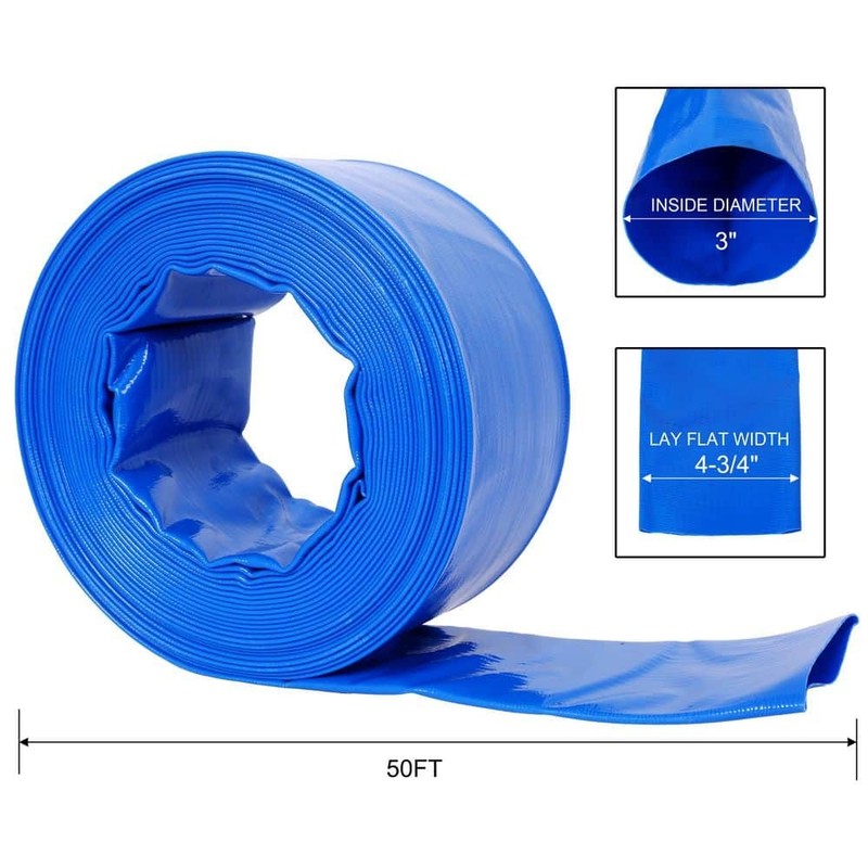 cadeninc Backwash Hose 3" x 50' Heavy Duty Blue PVC Water Discharge Pump Hose - Image 20