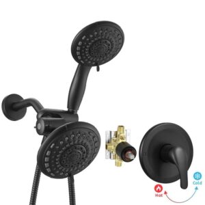 BWE Single-Handle 6-Spray Shower Faucet Set Trim Kit 1.8 GPM Black