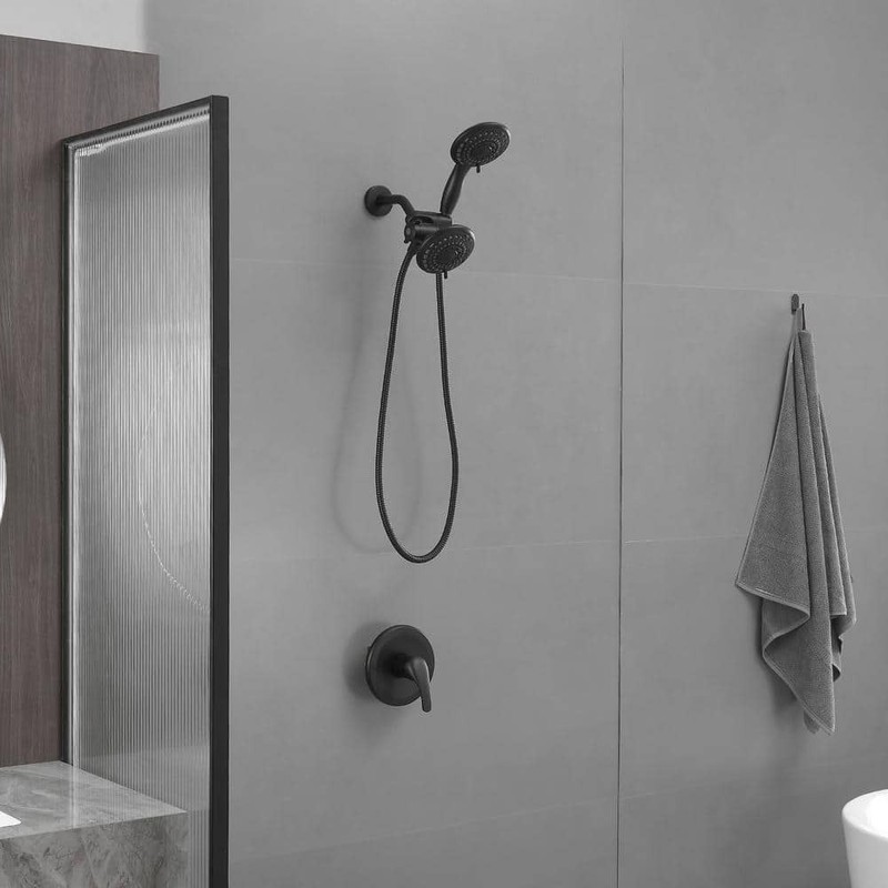 BWE Single-Handle 6-Spray Shower Faucet Set Trim Kit 1.8 GPM Black - Image 185