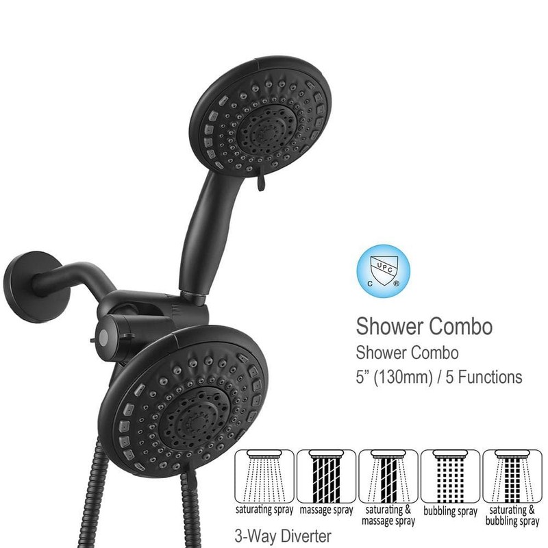 BWE Single-Handle 6-Spray Shower Faucet Set Trim Kit 1.8 GPM Black - Image 186