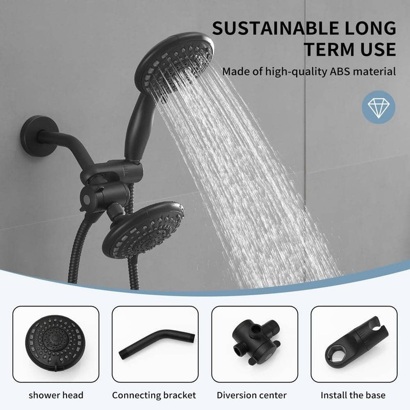 BWE Single-Handle 6-Spray Shower Faucet Set Trim Kit 1.8 GPM Black - Image 188