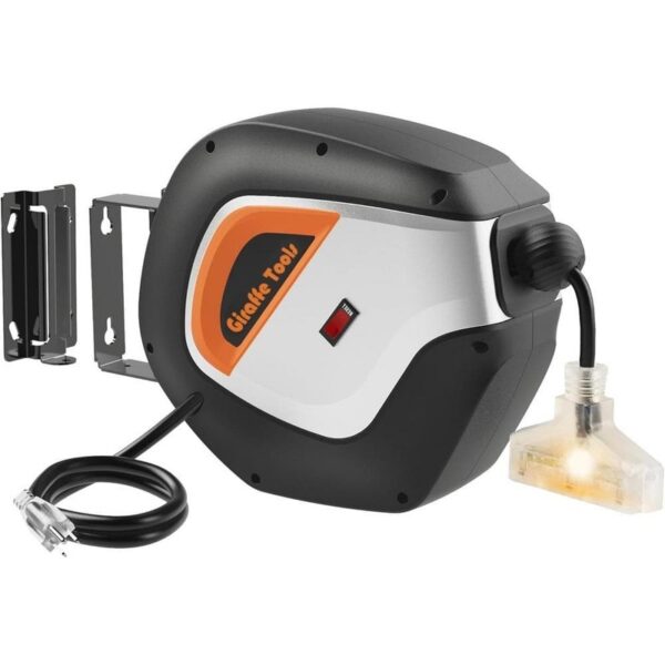 Giraffe Tools 50 ft 13 Amp Retractable Extension Cord Reel 14 AWG 5 Outlets