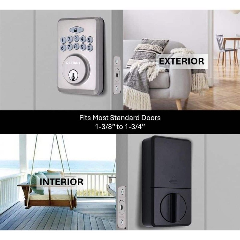 Defiant Radius Satin Nickel Single Cylinder Keypad Deadbolt Lock - Image 37
