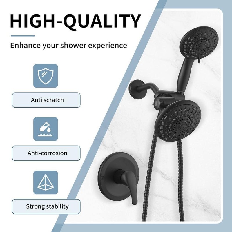 BWE Single-Handle 6-Spray Shower Faucet Set Trim Kit 1.8 GPM Black - Image 191