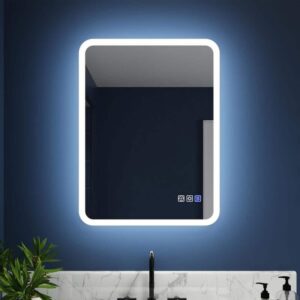 Wynnt 24x32 in. Rectangular Framed LED Bathroom Vanity Mirror, White